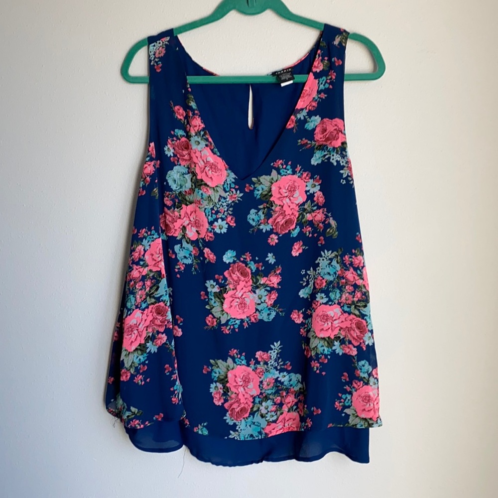 TORRID Floral Sleeveless Top - Blue and Pink